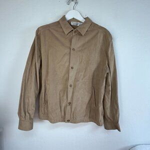 St. Croix Knits For Dick Bruhn Mens Tan Button-Up Shirt Jacket Large Pockets